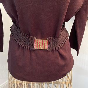 LILLY PULITZER STRETCHY BELT ONE SIZE GREEN / PINK STONES